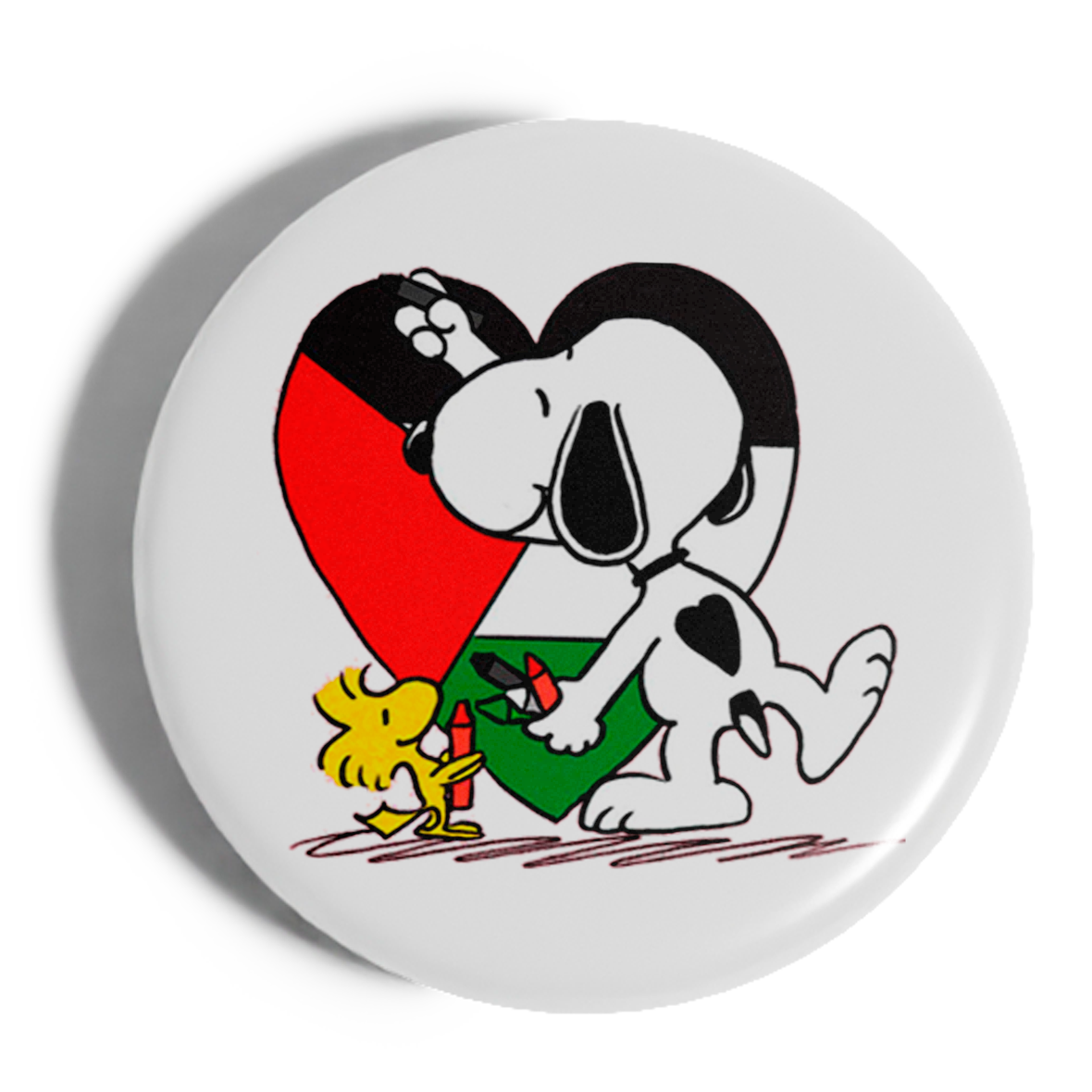 Chapa Snoopy Corazón Bandera