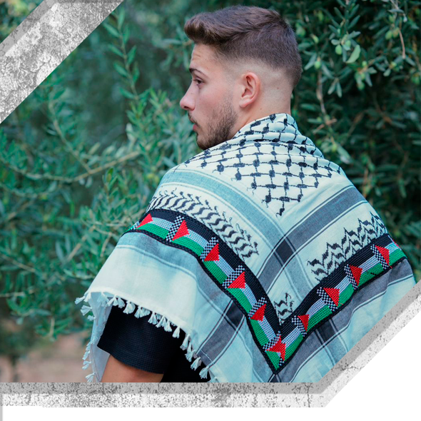 Kufiya Banderas Palestina Producto de alta calidad, 60% algodón. Hecho en Nablus, Palestina.