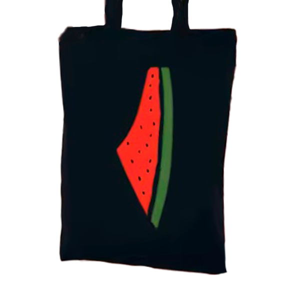 Tote Bag Tela Sandía Mapa Palestina Negro