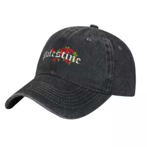 Gorra Palestina negra, ajustable, con broche trasero